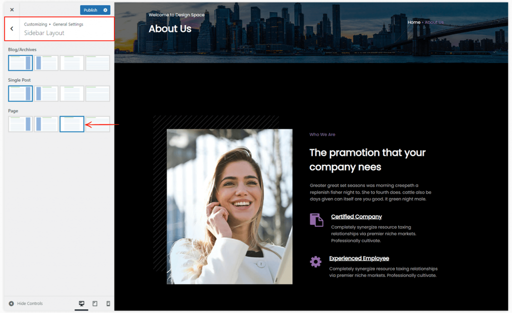 How to manage the Sidebar Layout in WPKites Spicethemes Help Center